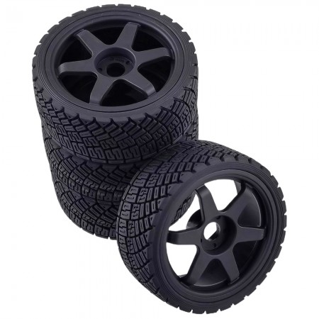 B Type 1/8 RC Rally Car Tires On Road Tyres 17mm Hex Plastic Wheels Rims Compatible with 1/7 1/8 Scale Racing Car KM WRC C3 ARRMA Felony Infraction Limitless RC On-Road Car (Black) 126x66.5mm