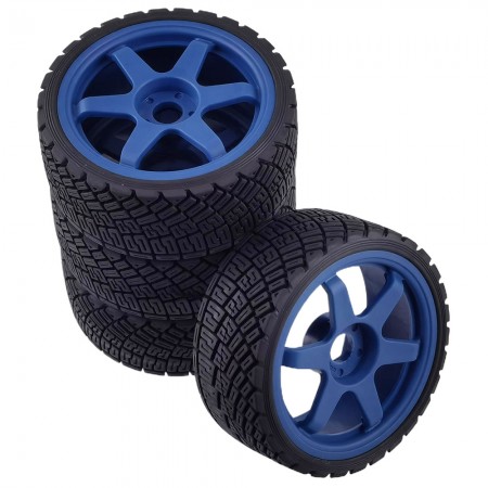B Type 1/8 RC Rally Car Tires On Road Tyres 17mm Hex Plastic Wheels Rims Compatible with 1/7 1/8 Scale Racing Car KM WRC C3 ARRMA Felony Infraction Limitless RC On-Road Car (Blue) 126x66.5mm