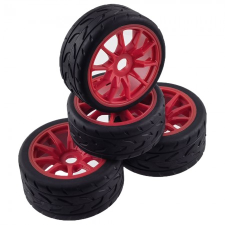 4pcs Tire Racing Road Tire for ARRMA 1/7 FELONY FSR Mustang 1/7 MODEL GT: Red 100x42mm 107x53mm 17mm Hex Hub