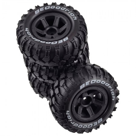 Rubber Tire & Wheel Set for 1/16 RC TRAXXAS MINI E-REVO SUMMIT MONSTER 90x38mm 12mm Hex Hub