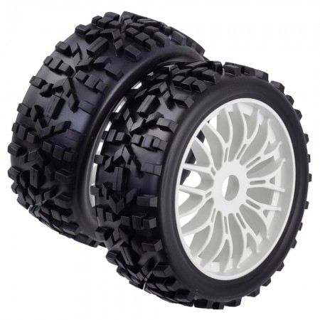 2pcs 1/8 Rc Buggy Off-Road Wheels & Tires Set for Kyosho Inferno Neo - Mp9 Hsp: White 115x43mm 17mm Hex Hub