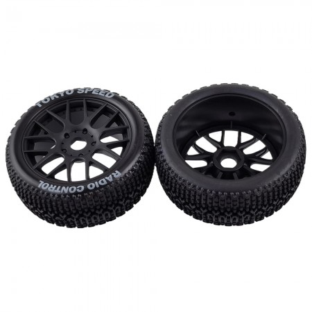 2pcs RC Buggy Tire Wheel RC Replacement Parts for 1/8 Scale Kyosho MP10 Tekno FS Mugen X8R RC Buggy RC Car: Black 110x45mm 17mm Hex Hub