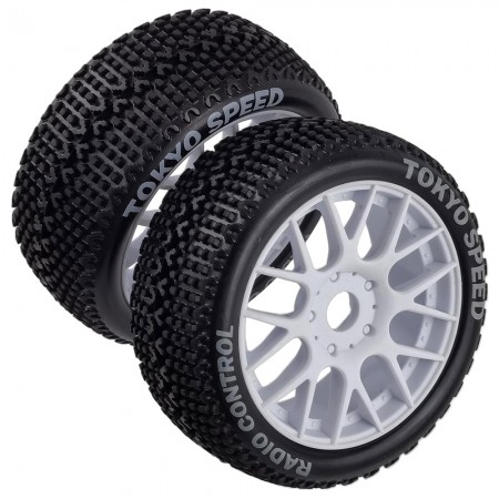 2pcs RC Buggy Tire Wheel RC Replacement Parts for 1/8 Scale Kyosho MP10 Tekno FS Mugen X8R RC Buggy RC Car: White 110x45mm 17mm Hex Hub