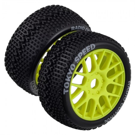 2pcs RC Buggy Tire Wheel RC Replacement Parts for 1/8 Scale Kyosho MP10 Tekno FS Mugen X8R RC Buggy RC Car: Yellow 110x45mm 17mm Hex Hub