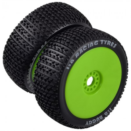 2pcs Compatible with Kyosho HONGNOR ZD for Buggy 4WD for HSP 1/8 RC Car Tires Upgrade Wheels Off Road for Buggy Tires: Green 110x45mm 17mm Hex Hub