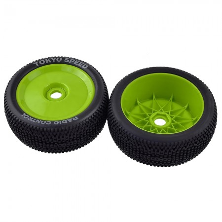 2pcs RC Tires Buggy 4WD for Serpent XRAY HONGNOR X3 1/8 RC Car Tires Upgrade Wheels Off Road for Buggy Tires: Green 110x45mm 17mm Hex Hub