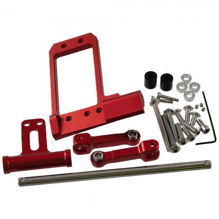 Aluminium BAT Servo Mount with Hydraulic Steering Link for F10 Vanquish VS4-10 Phoenix F10 Axle / LCG 1/10 RC Crawler: Red