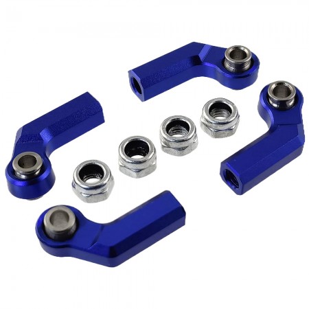 Aluminum Curved Link Steering Rod Ends with M4 CW Thread Bore for 1/10 RC Crawler 4pcs: Blue