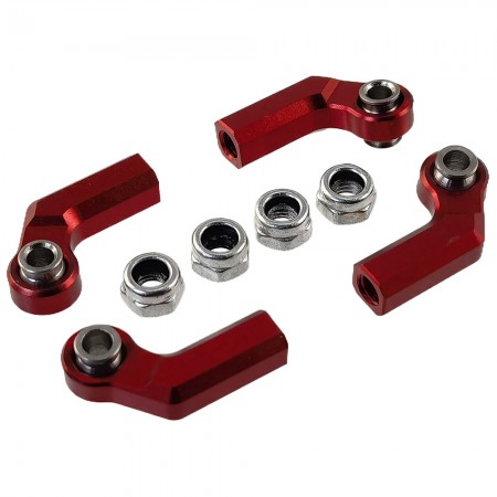 Aluminum Curved Link Steering Rod Ends with M4 CW Thread Bore for 1/10 RC Crawler 4pcs: Red