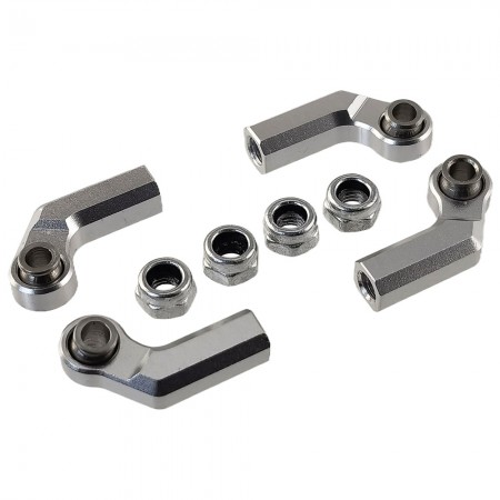 Aluminum Curved Link Steering Rod Ends with M4 CW Thread Bore for 1/10 RC Crawler 4pcs: Silver