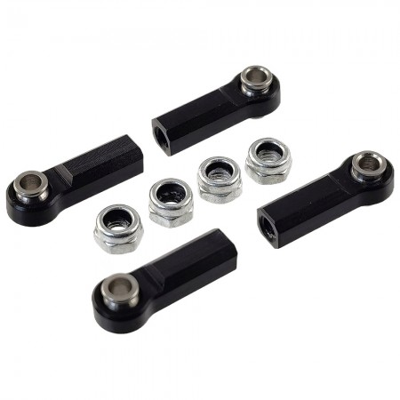 Aluminum Straight Link Steering Rod Ends with M4 CW Thread Bore for 1/10 RC Crawler 4pcs: Black