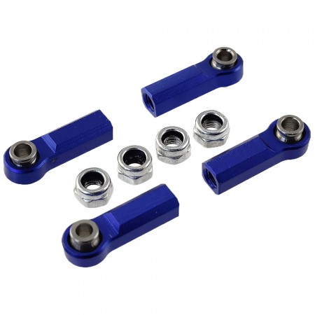 Aluminum Straight Link Steering Rod Ends with M4 CW Thread Bore for 1/10 RC Crawler 4pcs: Blue