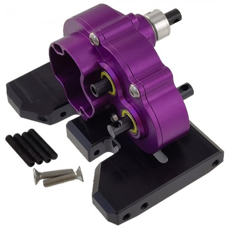 Aluminum Complete Assembled Lightweight Gearbox OD-3 Overdrive Transmission for SCX10 II VS4-10 LCG Chassis 1/10 RC Crawler Car: Purple