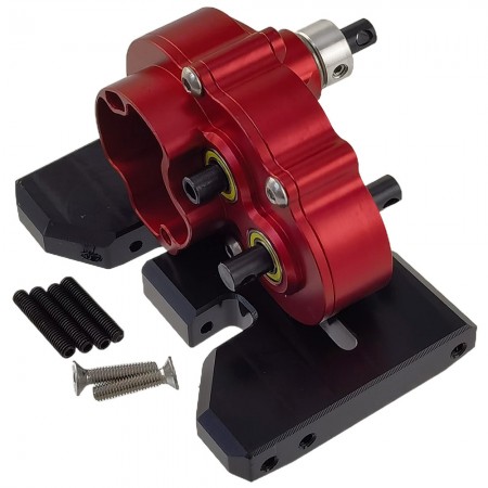 Aluminum Complete Assembled Lightweight Gearbox OD-3 Overdrive Transmission for SCX10 II VS4-10 LCG Chassis 1/10 RC Crawler Car: Red