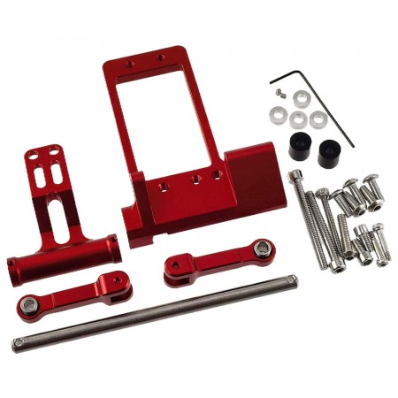 Aluminium BAT Servo Mount with Hydraulic Steering Link for SCX10 III Portal Axle LCG Chassis 1/10 RC Crawler: Red 