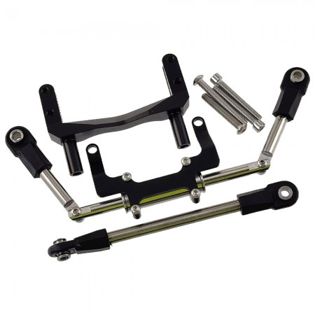 Aluminium SOA Servo Mount with Scale Hydraulic Steering Link for FIMONDA ROCKJOCK SCX10 II Straight Axle 1/10 RC Crawler: Black