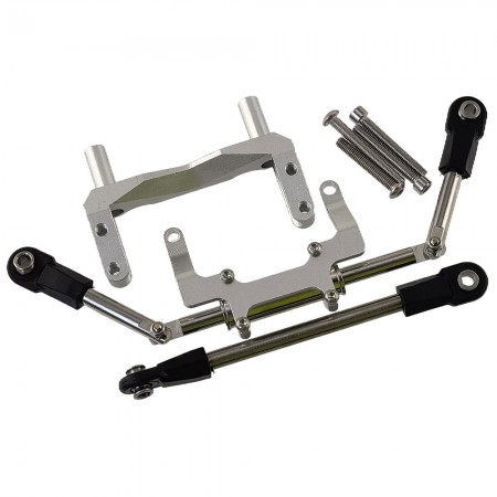 Aluminium SOA Servo Mount with Scale Hydraulic Steering Link for FIMONDA ROCKJOCK SCX10 II Straight Axle 1/10 RC Crawler: Silver