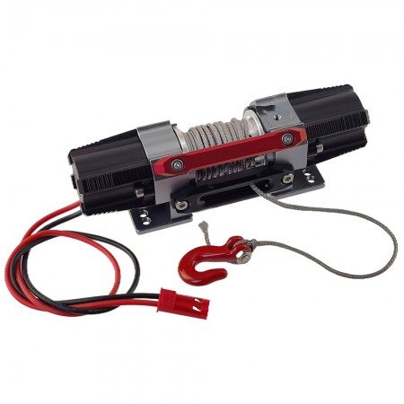 Metal Scale Winch with Dual Motor for 1/8 1/10 RC Crawler Car: Black
