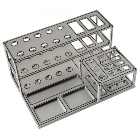 Aluminum 29 Holes 220x160x100mm RC Tool Stand / Screwdriver Organizers / Tool Storage with Screw Tray: Silver (Unassembled)