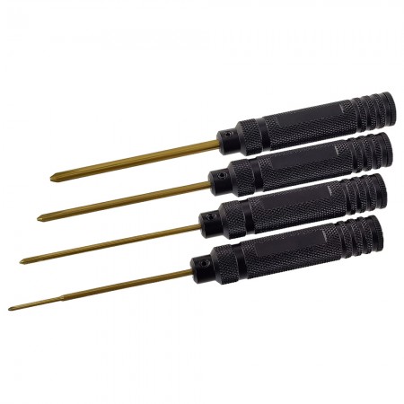 Classic Phillips Screwdrivers Set with Titanium Coated Tips: Black 4pcs RTT2408A1 Phi 2.0 (#00) x 180mm RTT2408A2 Phi 3.0 (#0) x 180mm RTT2408A3 Phi 4.0 (#1) x 180mm RTT2408A4 Phi 5.0 (#2) x 180mm Titanium Coated Tips       4pcs/set