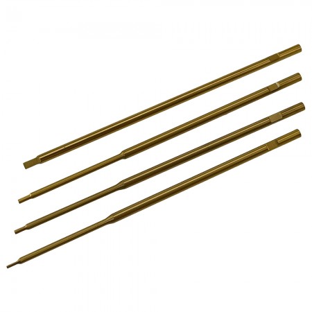 Premium Screwdriver Hex Tips Ti-Coated: Hex0.9/1.3/1.5/2.0mm Package: 4pcs/1set per bag Hex(Rod Dia x Length): 3.0x100mm
