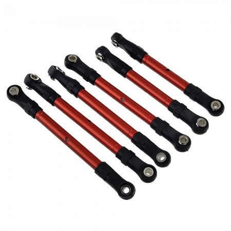 Adjustable Front & Rear Pull Rod Link Tie Rod Steering Rod For Traxxas Hoss/Slash/Rustler 4WD RC Car: Red