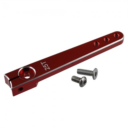 Aluminum Clamping 25T Servo Horn 2inch: Red  Size: 65.8x10x6.5mm Torque Distance:  38mm(1.5inch) / 44.5mm(1.75inch) 50.8mm(2inch)