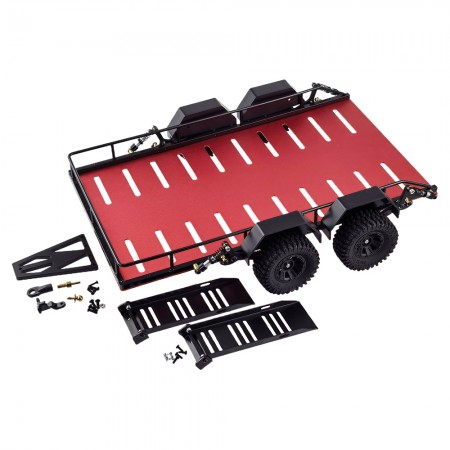 Alloy Mini Ball Cup Hitch Mount Trailer Kit for TRX4M  1/18 1/24 Crawler: Red 300x168x70mm