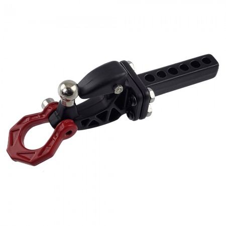Metal Trailer Drop Hitch Receiver Towball with Scale Tow Shackles for 1/10th Scale Crawler: Red