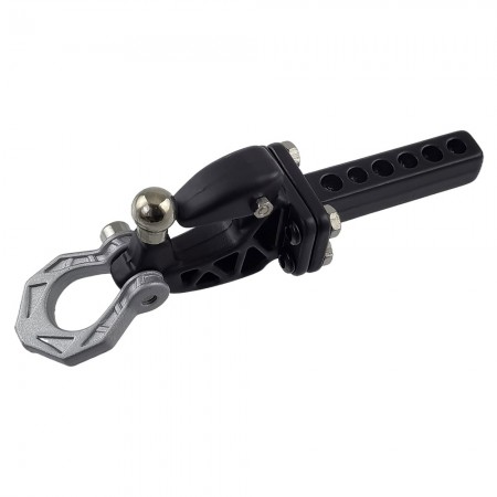 Metal Trailer Drop Hitch Receiver Towball with Scale Tow Shackles for 1/10th Scale Crawler: Silver