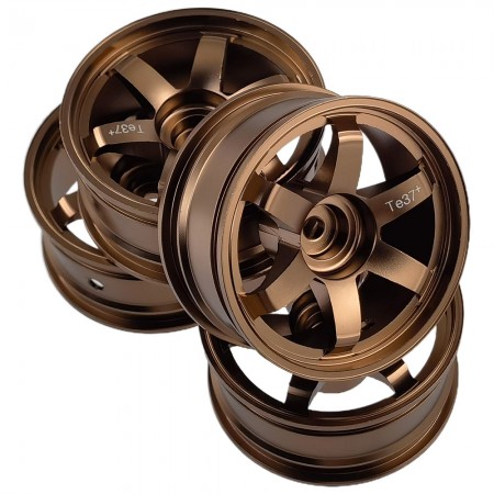 Aluminum 1/10 RC On Road Wheels Rims 4PCS with 12mm Hex Drift Hubs for 1:10 Scale Rally Racing Car Tires: Bronze 52x26mm  4pcs/set (Tamiya TT01 TT02 XV01 TA06 A959 PTG2 HPI KYOSHO HSP PTG2 Touring Street Tyres)