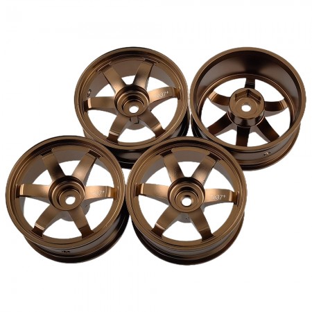 Aluminum 1/10 RC On Road Wheels Rims 4PCS with 12mm Hex Drift Hubs for 1:10 Scale Rally Racing Car Tires: Bronze 52x26mm  4pcs/set (Tamiya TT01 TT02 XV01 TA06 A959 PTG2 HPI KYOSHO HSP PTG2 Touring Street Tyres)