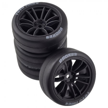 RC Rally Drift Tires On Road Racing Car Wheels Tyre for 1:10 Tamiya HSP HPI Kyosho TT01 TT02 XV01 XV02 PTG-2 Spare Parts: Black 65.5x26mm