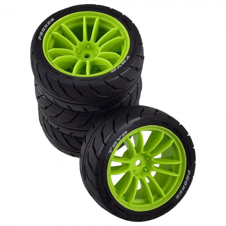 B Typle RC Rally Drift Tires On Road Racing Car Wheels Tyre for 1:10 Tamiya HSP HPI Kyosho TT01 TT02 XV01 XV02 PTG-2 Spare Parts: Green 65.5x26mm