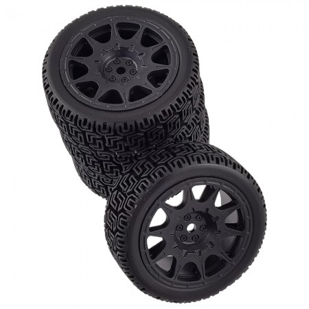 A Type 1/10 RC Rally Wheels Tires Car Rubber Tires for Tamiya TT-01 TT-02 TT01E RC Car: Black 70x26mm