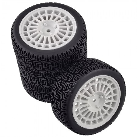 C Type 1/10 RC Rally Wheels Tires Car Rubber Tires for Tamiya TT-01 TT-02 TT01E RC Car: White 70x26mm
