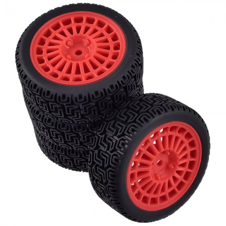 C Type 1/10 RC Rally Wheels Tires Car Rubber Tires for Tamiya TT-01 TT-02 TT01E RC Car: Red 70x26mm