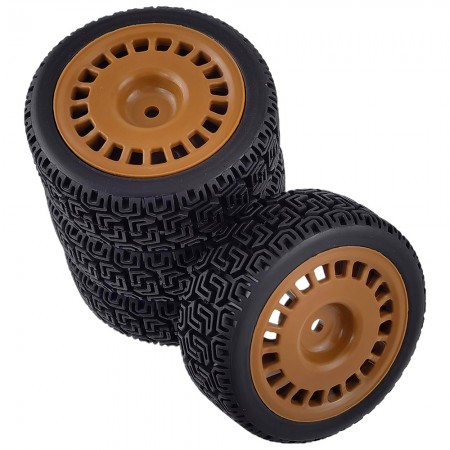 D Type 1/10 RC Rally Wheels Tires Car Rubber Tires for Tamiya TT-01 TT-02 TT01E RC Car: Brown 70x26mm