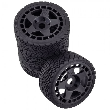 1/8 RC Rally Car Tires On Road Tyres 17mm Hex Plastic Wheels Rims Compatible with 1/7 1/8 Scale Racing Car KM WRC C3 ARRMA Felony Infraction Limitless RC On-Road Car (Black) 126x66.5mm