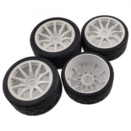 4pcs Tire Racing Road Tire for ARRMA 1/7 FELONY FSR Mustang 1/7 MODEL GT: White Front: 100x42mm Rear: 107x53mm 17mm Hex Hub