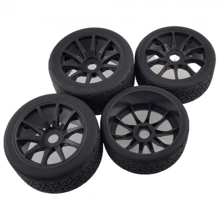 B Type 4pcs Tire Racing Road Tire for ARRMA 1/7 FELONY FSR Mustang 1/7 MODEL GT: Black Front: 100x42mm Rear: 107x53mm 17mm Hex Hub