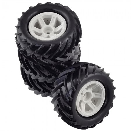Rubber Tire & Rim Set For 1/16 RC TRAXXAS MINI E-REVO SUMMIT MONSTER: White 12mm Hex Hub 90x41mm