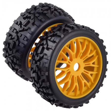 2pcs 1/8 Rc Buggy Off-Road Wheels & Tires Set for Kyosho Inferno Neo - Mp9 Hsp: Yellow 115x43mm 17mm Hex Hub