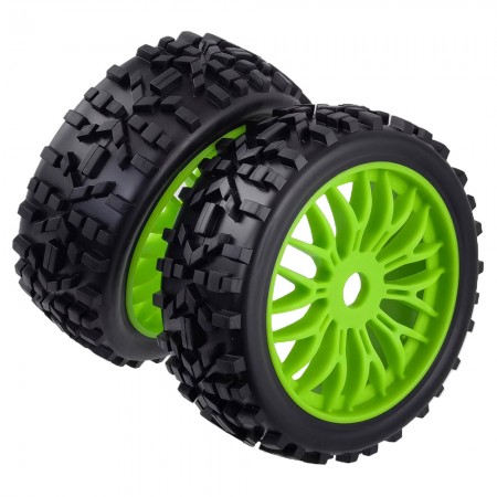2pcs 1/8 Rc Buggy Off-Road Wheels & Tires Set for Kyosho Inferno Neo - Mp9 Hsp: Green 115x43mm 17mm Hex Hub