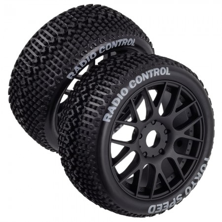 2pcs RC Buggy Tire Wheel RC Replacement Parts for 1/8 Scale Kyosho MP10 Tekno FS Mugen X8R RC Buggy RC Car: Black 110x45mm 17mm Hex Hub