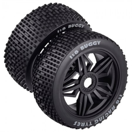 2pcs Compatible with Kyosho MP10 for Buggy 4WD for HSP 1/8 RC Car Tires Upgrade Wheels Off Road for Buggy Tires: Black 110x45mm 17mm Hex Hub