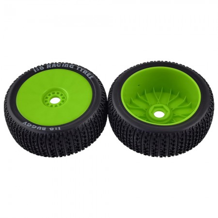 2pcs Compatible with Kyosho HONGNOR ZD for Buggy 4WD for HSP 1/8 RC Car Tires Upgrade Wheels Off Road for Buggy Tires: Green 110x45mm 17mm Hex Hub