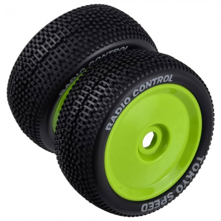 2pcs RC Tires Buggy 4WD for Serpent XRAY HONGNOR X3 1/8 RC Car Tires Upgrade Wheels Off Road for Buggy Tires: Green 110x45mm 17mm Hex Hub