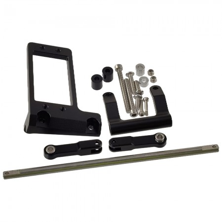 Aluminium BAT Servo Mount with Hydraulic Steering Link for VP Capra F9 Portal Axle LCG Chassis 1/10 RC Crawler: Black