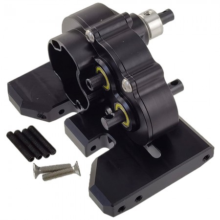 Aluminum Complete Assembled Lightweight Gearbox OD-3 Overdrive Transmission for SCX10 II VS4-10 LCG Chassis 1/10 RC Crawler Car: Black